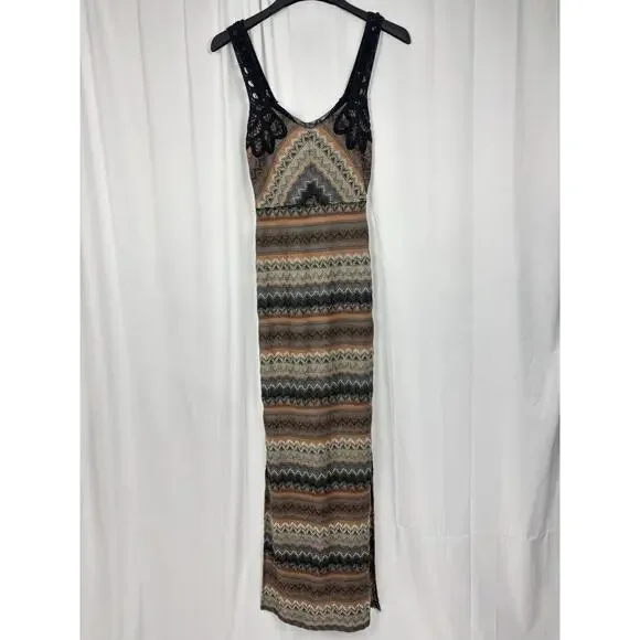 knee length dresses for ladies White Chevron Print Knit Midi Dress – Gabi Swimwear main image 0